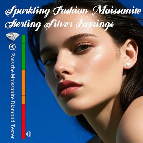 Moissanite Stud Earrings 2 Carat S925 Sterling Silver D Color VVS1 Clarity NWT - Picture 6 of 7